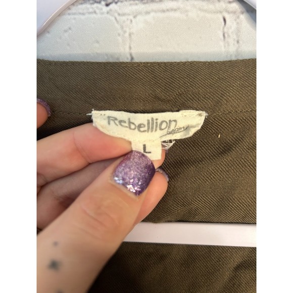 Women's Rebellion Again Button Up Balloon Sleeve Dress. SZ L. - Picture 3 of 4